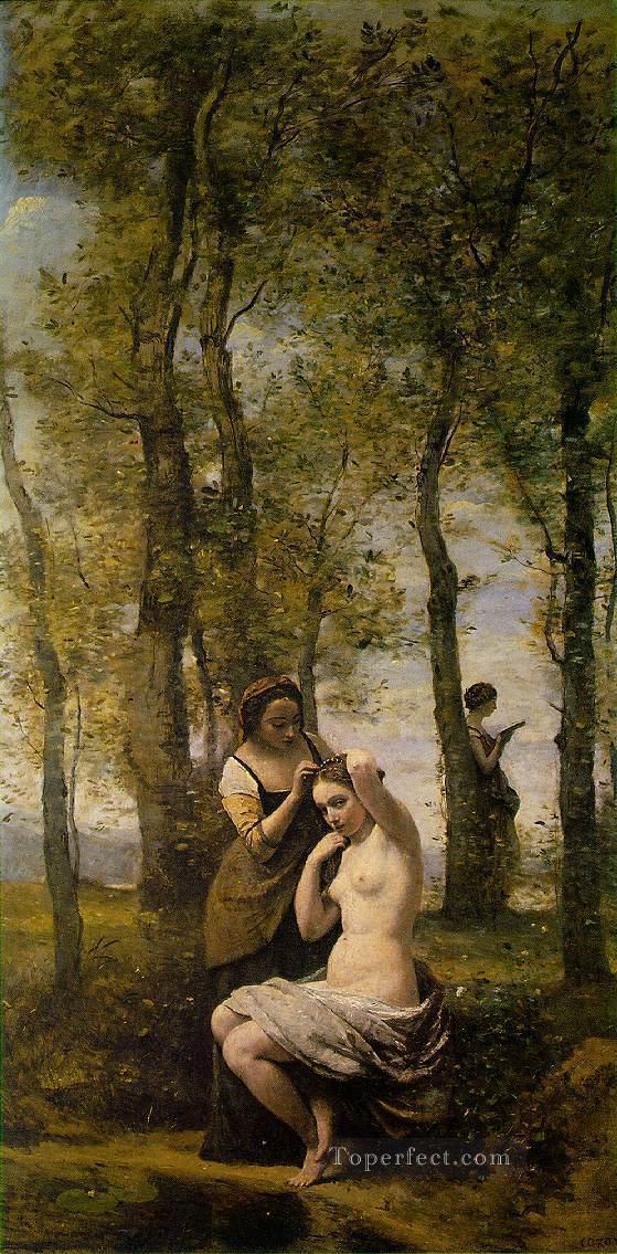 Le Toilette aka Landscape with Figures plein air Romanticism Jean Baptiste Camille Corot Oil Paintings